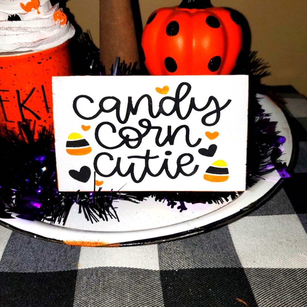 Mini Candy Corn Cutie Rae Dunn Display Sign